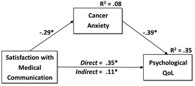 Cancer Anxiety Mediates the Association Between Satisfaction With Medical Communication and Psychological Quality of Life After Prophylactic Bilateral Salpingo-Oophorectomy